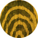 Round Machine Washable Abstract Yellow Modern Rug, wshabs1022yw