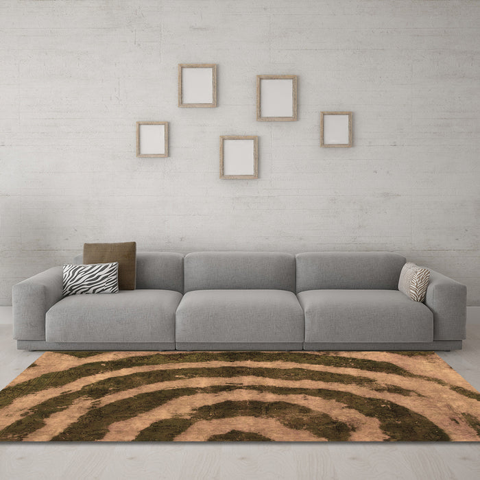 Machine Washable Abstract Brown Modern Rug in a Living Room,, wshabs1022brn