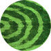 Round Machine Washable Abstract Green Modern Area Rugs, wshabs1022grn