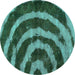 Round Abstract Turquoise Modern Rug, abs1022turq