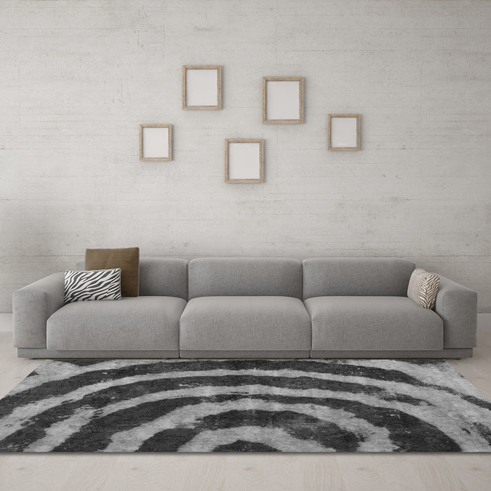 Machine Washable Abstract Gray Modern Rug in a Living Room,, wshabs1022gry