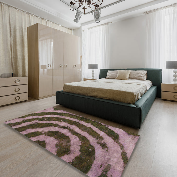 Round Abstract Bakers Brown Modern Rug in a Office, abs1022