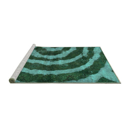 Sideview of Machine Washable Abstract Turquoise Modern Area Rugs, wshabs1022turq