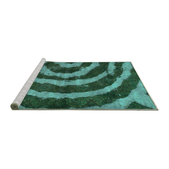 Sideview of Machine Washable Abstract Turquoise Modern Area Rugs, wshabs1022turq