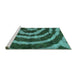 Sideview of Machine Washable Abstract Turquoise Modern Area Rugs, wshabs1022turq
