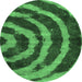 Round Abstract Emerald Green Modern Rug, abs1022emgrn