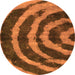 Round Machine Washable Abstract Orange Modern Area Rugs, wshabs1022org