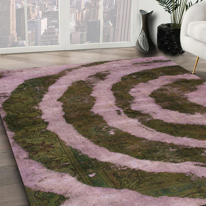 Machine Washable Abstract Bakers Brown Rug in a Family Room, wshabs1022