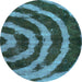 Round Abstract Light Blue Modern Rug, abs1022lblu