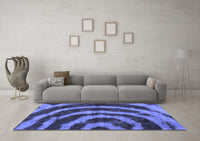 Machine Washable Abstract Blue Modern Rug, wshabs1022blu