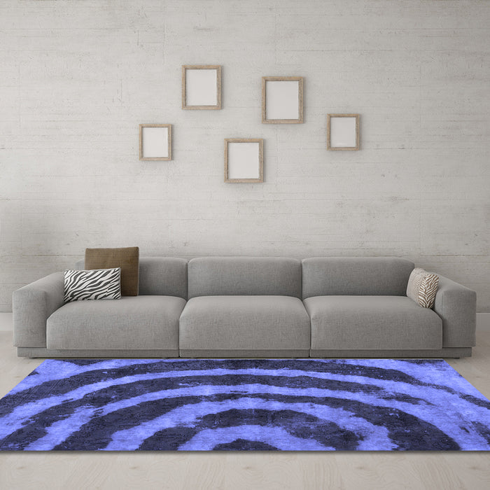 Machine Washable Abstract Blue Modern Rug in a Living Room, wshabs1022blu
