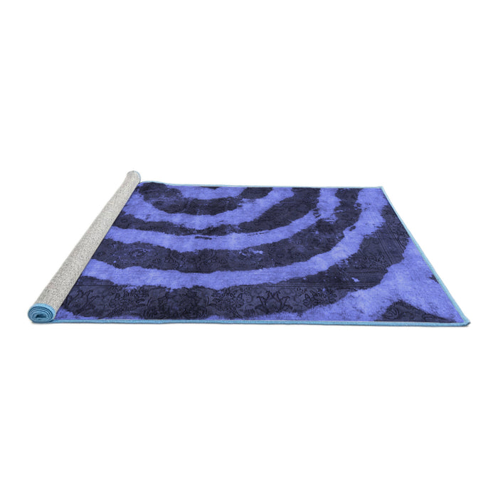 Sideview of Machine Washable Abstract Blue Modern Rug, wshabs1022blu