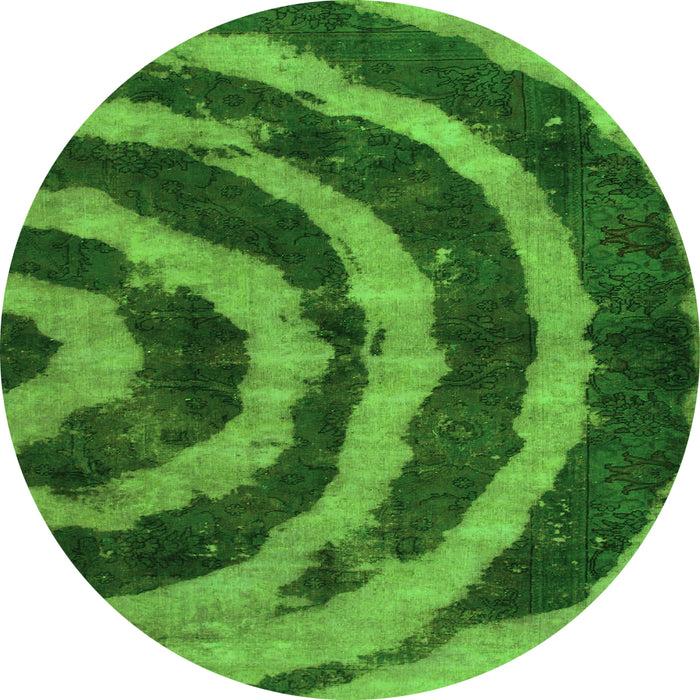 Round Abstract Green Modern Rug, abs1022grn