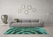 Machine Washable Abstract Turquoise Modern Area Rugs in a Living Room,, wshabs1022turq