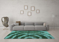 Machine Washable Abstract Turquoise Modern Rug, wshabs1022turq