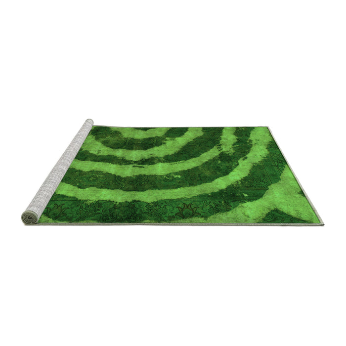 Sideview of Machine Washable Abstract Green Modern Area Rugs, wshabs1022grn