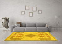 Machine Washable Abstract Yellow Modern Rug, wshabs1023yw