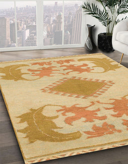 Machine Washable Abstract Chrome Gold Yellow Rug in a Family Room, wshabs1023