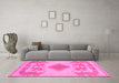 Machine Washable Abstract Pink Modern Rug in a Living Room, wshabs1023pnk