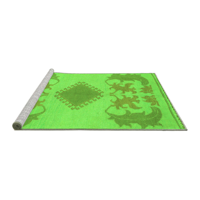 Sideview of Machine Washable Abstract Green Modern Area Rugs, wshabs1023grn