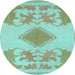 Round Machine Washable Abstract Light Blue Modern Rug, wshabs1023lblu