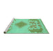 Sideview of Machine Washable Abstract Turquoise Modern Area Rugs, wshabs1023turq