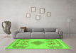 Machine Washable Abstract Green Modern Area Rugs in a Living Room,, wshabs1023grn