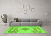 Machine Washable Abstract Green Modern Rug, wshabs1023grn