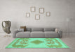 Machine Washable Abstract Turquoise Modern Area Rugs in a Living Room,, wshabs1023turq