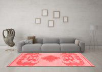 Machine Washable Abstract Red Modern Rug, wshabs1023red