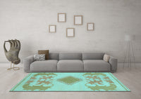 Machine Washable Abstract Light Blue Modern Rug, wshabs1023lblu