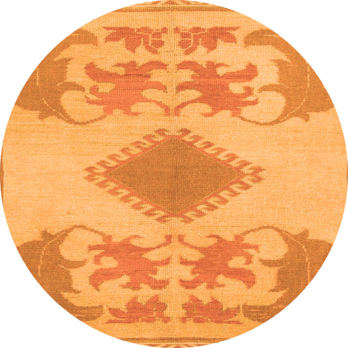 Round Machine Washable Abstract Orange Modern Area Rugs, wshabs1023org
