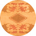 Round Machine Washable Abstract Orange Modern Area Rugs, wshabs1023org