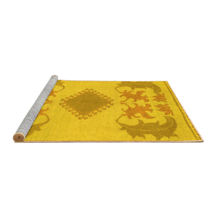 Sideview of Machine Washable Abstract Yellow Modern Rug, wshabs1023yw