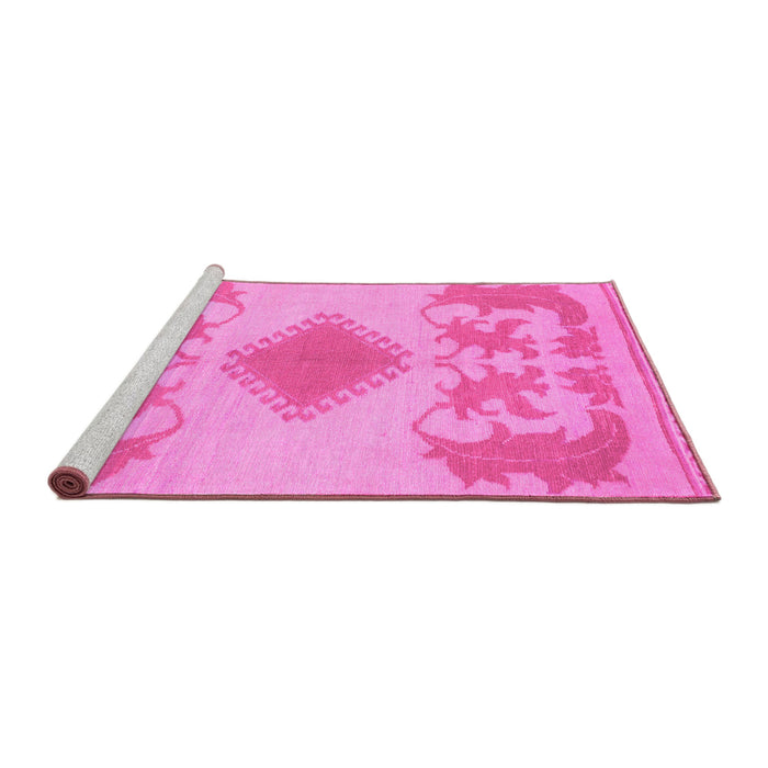 Sideview of Machine Washable Abstract Pink Modern Rug, wshabs1023pnk