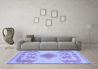 Machine Washable Abstract Blue Modern Rug, wshabs1023blu