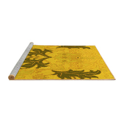 Sideview of Machine Washable Abstract Yellow Modern Rug, wshabs1024yw