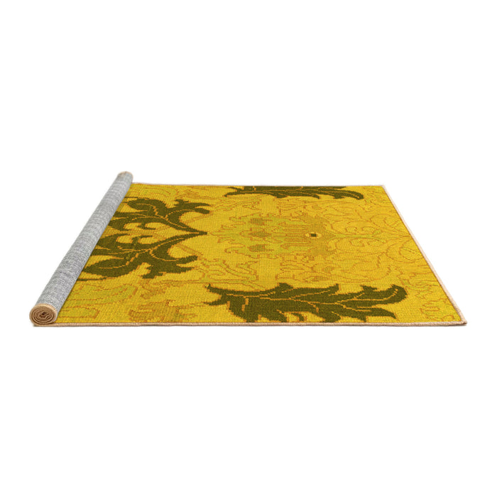 Sideview of Machine Washable Abstract Yellow Modern Rug, wshabs1024yw