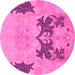 Round Machine Washable Abstract Pink Modern Rug, wshabs1024pnk