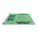 Sideview of Machine Washable Abstract Turquoise Modern Area Rugs, wshabs1024turq