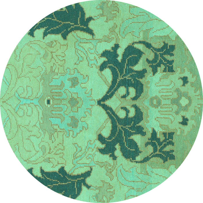 Round Machine Washable Abstract Turquoise Modern Area Rugs, wshabs1024turq