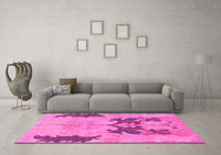 Machine Washable Abstract Pink Modern Rug, wshabs1024pnk