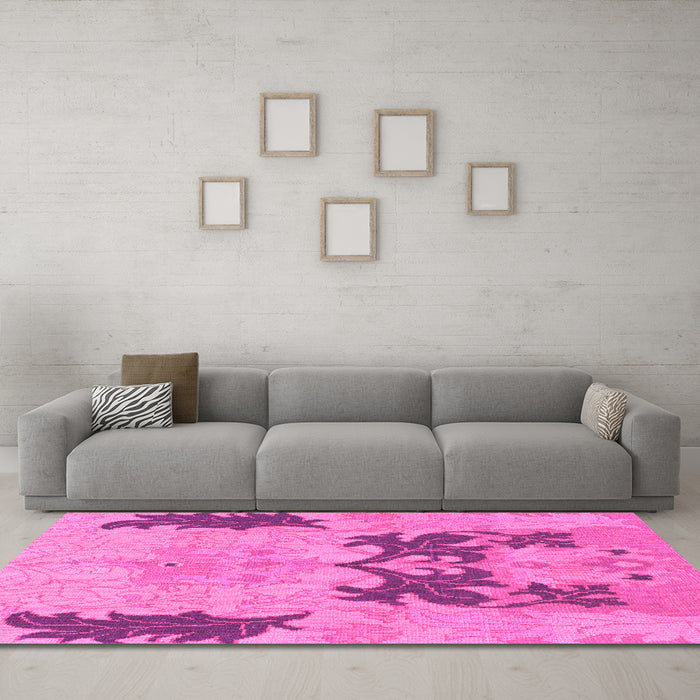 Machine Washable Abstract Pink Modern Rug in a Living Room, wshabs1024pnk