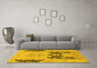 Machine Washable Abstract Yellow Modern Rug in a Living Room, wshabs1024yw