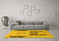 Machine Washable Abstract Yellow Modern Rug, wshabs1024yw