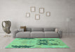 Machine Washable Abstract Turquoise Modern Area Rugs in a Living Room,, wshabs1024turq