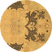 Round Abstract Brown Modern Rug, abs1024brn