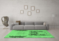 Machine Washable Abstract Emerald Green Modern Rug, wshabs1024emgrn