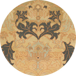Round Machine Washable Abstract Orange Rug, wshabs1024