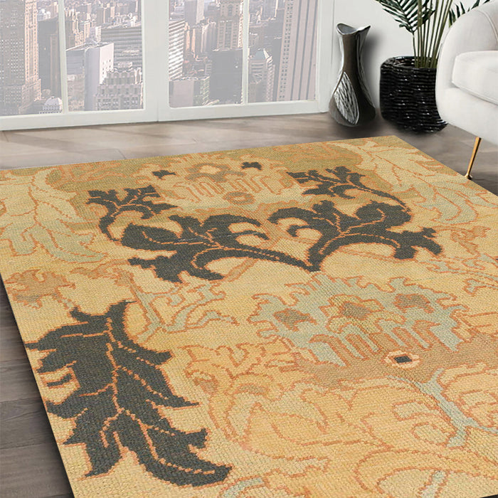 Round Abstract Orange Modern Rug in a Office, abs1024